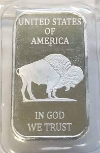 lot 48 image: 1 TROY OZ. .999 FINE SILVER BAR INDIAN BUFFALO DESIGN SEALED
