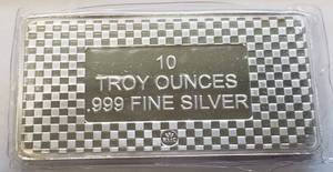 lot 49 image: 10 TROY Oz. .999 FINE SILVER ART BAR EAGLE IN FLIGHT SEALED