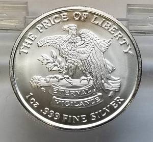 lot 27-A image: 1 TROY OZ. .999 FINE SILVER DONT TREAD ON ME - THE PRICE OF LIBERTY