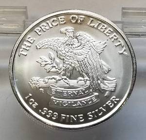 lot 54-A image: 1 TROY OZ. .999 FINE SILVER DONT TREAD ON ME - THE PRICE OF LIBERTY