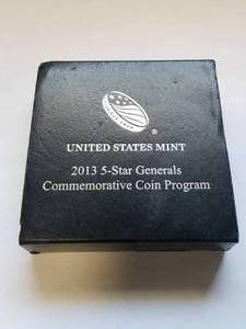 lot 04-A image: 2013-W US MINT 5 STAR GENERALS SILVER DOLLAR IN ORIGINAL PACKAGING