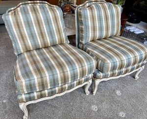 lot 206 image: 2 Amazing Armless Upholstered Chairs by Sherrill