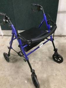 lot 13 image: Lumex Set n Go Wide RJ4718B 2-in-1 Height-Adjustable Blue Rollator - Excellent Condition
