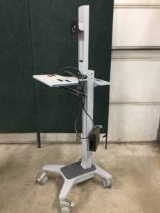lot 17 image: WOW MSRP $1800 Ergotron Neo-Flex SINGLE MOUNT WIDE VIEW MONITOR HEIGHT ADJUSTABLE SIT TO STAND WorkSpace Cart - EXCELLENT CONDITION Electronics Not Included