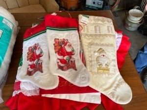 lot 24 image: Variety Christmas Stockings, Tree Skirts, Table Runners, Quilters Backing, Tapestry