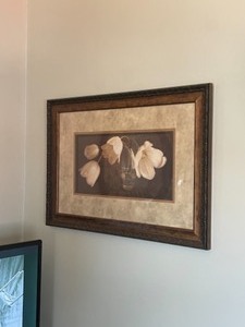 lot 61 image: Round Mirror and Flower Picture