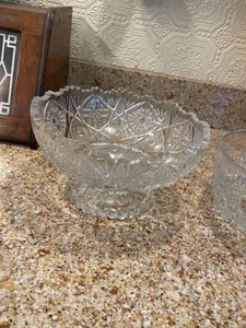 lot 83 image: Vintage Heavy Glass Pitcher and Glass Serving Dishes