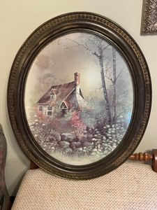 lot 96 image: Tin Signs, Tree Picture, Oval Picture, Two Glass Mirrors