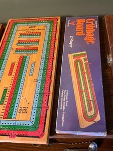 lot 136 image: Cribbage Boards, Travel Checkers and Chessboard