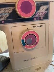 lot 180 image: Dressmaker Sewing Machine, Sewing Basket, Tote full of Patterns
