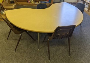 lot 143 image: Large Half Circle Table with (4) Chairs