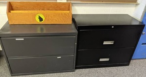 lot 136 image: Set of (2) File Cabinets & Solid Wood Box