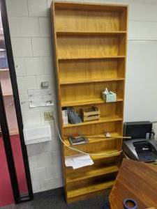 lot 313 image: Tall Wood Bookshelf & Contents