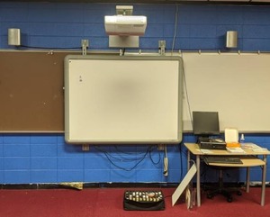 lot 8 image: Promethean Projector and ActivBoard, Active Expression Learner Response System, Computer with Monitor, Stool (Lot 4 of 6)