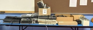 lot 189 image: Great Mixed Lot of Keyboards, Computer Mouse, CD-Roms with Case, & Electric Pencil Sharpener