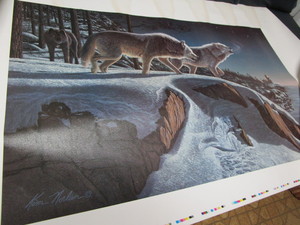 lot 210 image: Canvas Giclee - Wolves