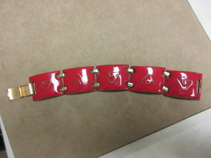 SIGNED K. DENNING ENAMEL OVER COPPER BRACELET