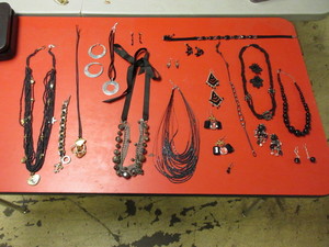BLACK COSTUME JEWELRY WITH SILVER AND GOLD ACCENTS