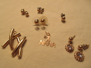 14K EARRING JACKETS WITH SEVERAL PAIR OF STUDS