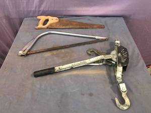 lot 74 image: Come-Along & Saws