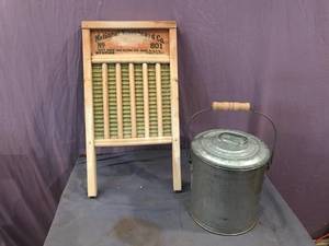 lot 95 image: Washboard & Milk Can