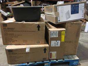 Pallet with assorted KitchenBath Sinks and  various models and sizes customer returns see pictures