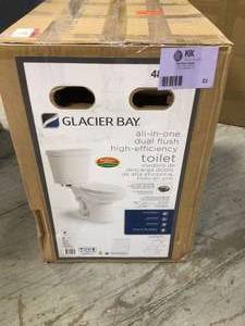 2-piece 1.1 GPF1.6 GPF Dual Flush Round Toilet in White by Glacier Bay