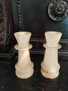 Two Marble Candleholders from Afghanistan