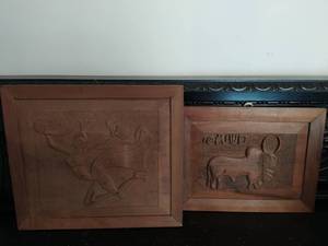 Two Hand Carved Wood Wall art from Pakistan