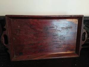 Hand Carved Wood Tray from Pakistan
