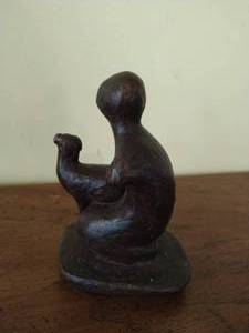 Geles Cabrera Bronze Pet and Owner Sculpture
