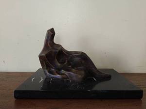 Geles Cabrera Ceramic Figurine Sculpture on Onyx Base