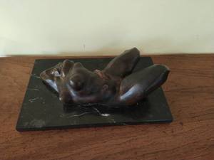 Geles Cabrera Large Ceramic Figurine Sculpture on Onyx Base