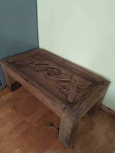 Hand Carved Wood Coffee Table