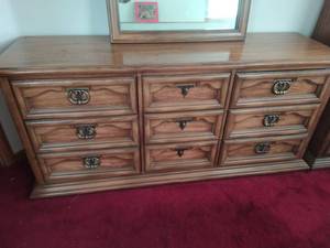 Huntley 9 Drawer Lowboy Dresser with Mirror