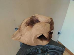 Hand Carved Wood Jaguar Face