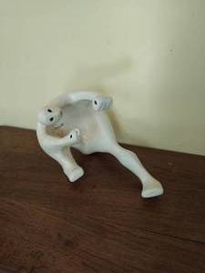 Large Off White Wood Figurine Sculpture
