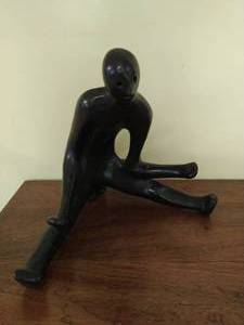 Large Black Wood Figurine Sculpture