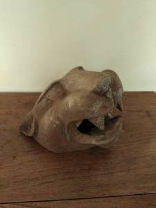 Bronze Colored Wood Jaguar Mask