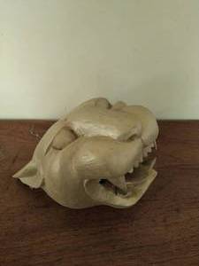Gold Colored Wood Jaguar Mask