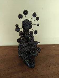 Glazed Terracotta Skull Vase