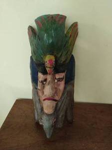 Hand Painted Wood Totem Mask