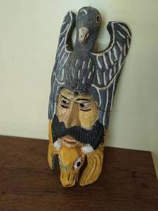 Hand Painted Wood Totem Mask