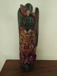Large Hand Painted Wood Totem