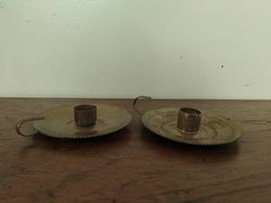 Two Brass Candlestick Holders