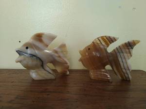 Two Onyx Fish and One Onyx Bird Bookend