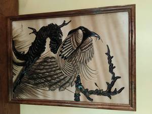 Tar Painting of Peacock by Saher