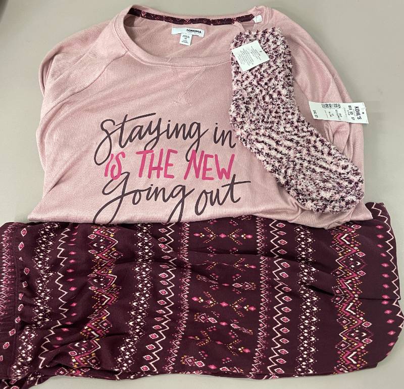 Lauren Conrad 3 Piece Womens Pajama Set Size M