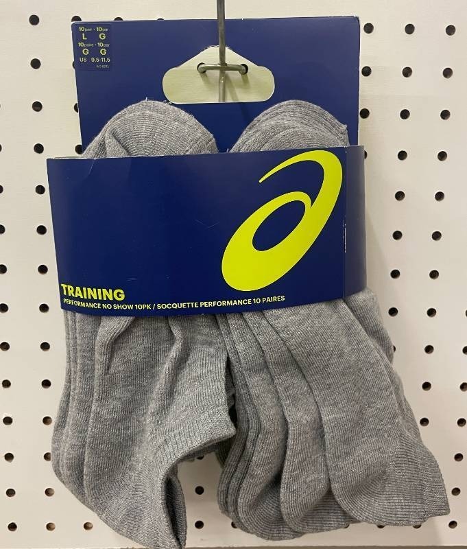 10 Pack Gray Unisex Asics Athletic Socks Size Large