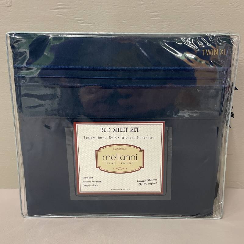 Mellanni Twin XL 1800 ct Brushed Microfiber Sheets-Navy Blue